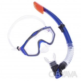 
Набор для плавания маска с трубкой Zelart M153-SN124-SIL Синий-серый-прозрачный. . фото 1