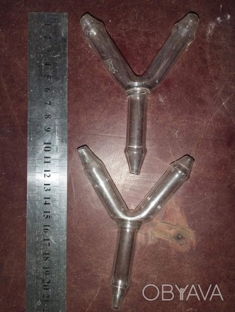 Скляна Т-подібна трубка Y-подібни з'єднання шланга, лабораторний трійник 
Скляни. . фото 1