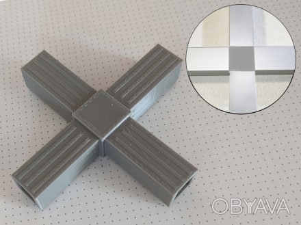 Соединитель крест для алюминиевого профиля типоразмера 20 х 20 х 1,5 мм применяе. . фото 1