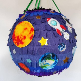 Пиньята Космос бумажная для праздника Пиньята Космонавт - 110 см обхват шар
Пинь. . фото 2
