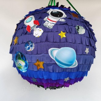 Пиньята Космос бумажная для праздника Пиньята Космонавт - 110 см обхват шар
Пинь. . фото 3