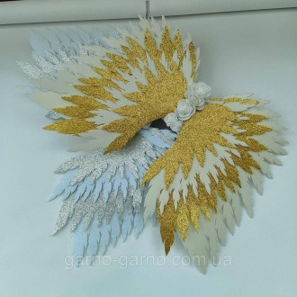 Комплект Крылья ангела белые серебряные нимб .серебро (айвори с серебром) Украше. . фото 11