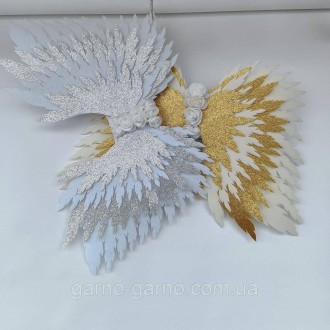 Комплект Крылья ангела белые серебряные нимб .серебро (айвори с серебром) Украше. . фото 9