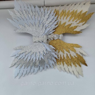 Комплект Крылья ангела белые серебряные нимб .серебро (айвори с серебром) Украше. . фото 6
