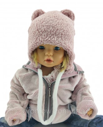 
Тепла ведмедик-тидді дитяча шапка на зав'язках. Дуже приємна, м'яка та тепла тк. . фото 2