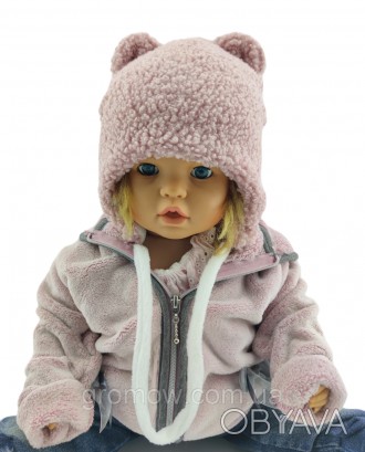 
Тепла ведмедик-тидді дитяча шапка на зав'язках. Дуже приємна, м'яка та тепла тк. . фото 1