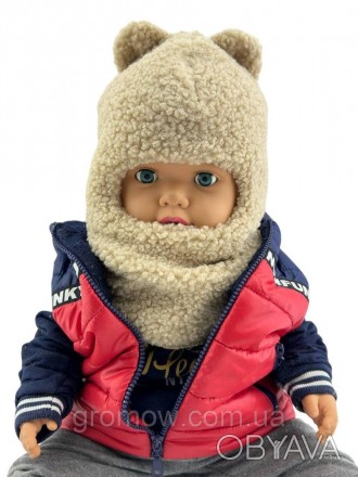  
Тепла хутряна кань (Ведмедик Тедді) дитяча шапка шолом. Дуже приємна, м'яка та. . фото 1