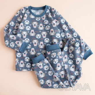 Тепла дитяча піжама з песиками на синьому фоні від ТМ Ladan.
Кофта та штани на м. . фото 1
