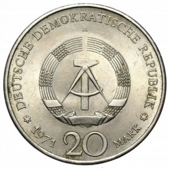 Германия - ГДР › Восточная Германия 20 марок, 1971 85 лет со дня рождения Эрнста. . фото 3