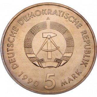 Германия - ГДР › Восточная Германия 5 марок, 1990 500 лет почте №582. . фото 3