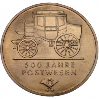 Німеччина — ГДР ≥ Східна Німеччина 5 марок, 1990 500 років пошті No582. . фото 2