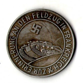 Німеччина 3-й рейх 1940 рік памятна медаль муляж №016. . фото 3