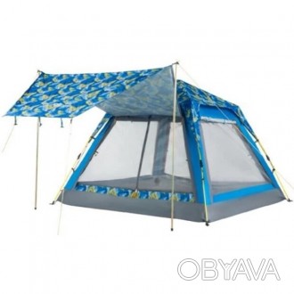 
Вместительная, четырехместная, прочная, легкая палатка для отдыха на открытом в. . фото 1