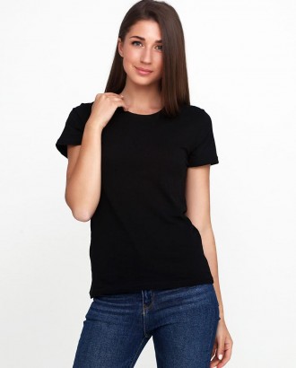 Посетите мир стильной простоты с нашей базовой женской футболкой черного цвета 1. . фото 2