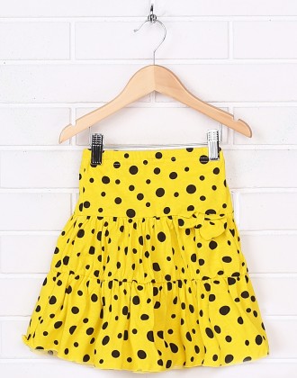 Детская желтая юбка для девочки Д072-02 в черный горошек. Материал - стопроцентн. . фото 2
