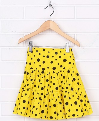 Детская желтая юбка для девочки Д072-02 в черный горошек. Материал - стопроцентн. . фото 3