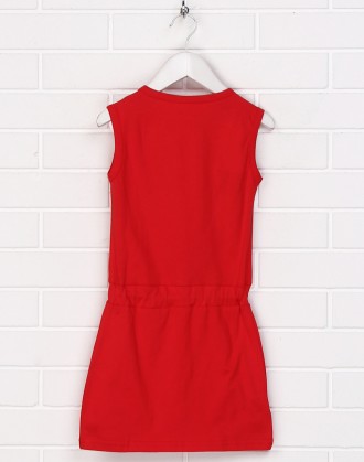 Детское красное яркое платье 19ДД399-24-Н с принтом. Материал – 95% хлопок и 5% . . фото 3