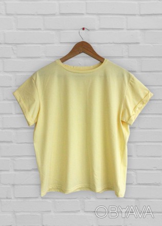 
Женская футболка Мальта Ж563-24 желтая. Однотонная хлопчатобумажная с круглым в. . фото 1