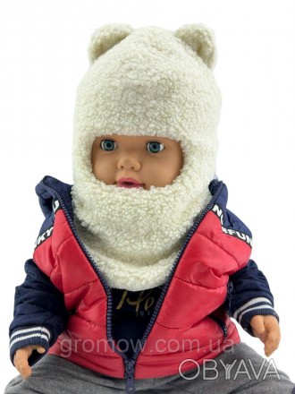  
Тепла хутряна кань (Ведмедик Тедді) дитяча шапка шолом. Дуже приємна, м'яка та. . фото 1