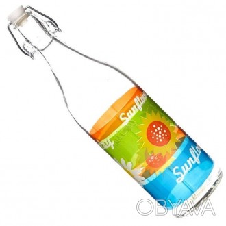 
Скляна пляшка з герметичною кришкою для зберігання олії.. . фото 1