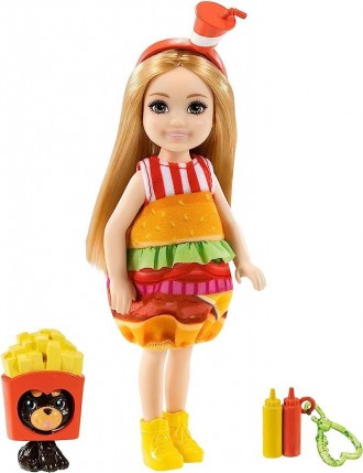 Лялька Барбі Челсі в костюмі Бургера Barbie Club Chelsea Dress-Up Doll in Burger. . фото 3