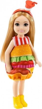 Лялька Барбі Челсі в костюмі Бургера Barbie Club Chelsea Dress-Up Doll in Burger. . фото 4