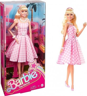 Колекційна Лялька Барбі Марго Роббі в ролі Барбі в рожевому платті Barbie The Mo. . фото 2