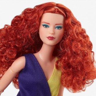 Кукла Барби коллекционная Рыжая с кудрявыми волосами Колор-блок Barbie Signature. . фото 5