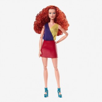 Кукла Барби коллекционная Рыжая с кудрявыми волосами Колор-блок Barbie Signature. . фото 3