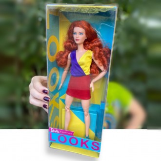 Кукла Барби коллекционная Рыжая с кудрявыми волосами Колор-блок Barbie Signature. . фото 2