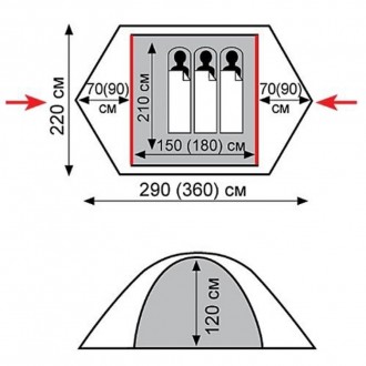 
Трехместная экспедиционная палатка Tramp Peak 3 с двумя входами , двумя тамбура. . фото 4
