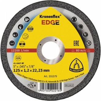 Диск відрізний по нержавіючій сталі KLINGSPOR EDGE SPECIAL (125x1.2x22.2 мм) (31. Винница. фото 1 Диск відрізний по нержавіючій сталі KLINGSPOR EDGE SPECIAL (125x1.2x22.2 мм) (31. Винница. фото 1