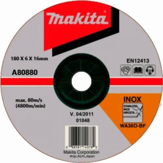 Диск шліфувальний по нержавіючій сталі Makita (180x6.0x22.2 мм) (A-80880). Винница. фото 1 Диск шліфувальний по нержавіючій сталі Makita (180x6.0x22.2 мм) (A-80880). Винница. фото 1