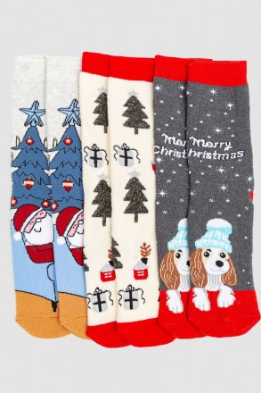 Комплект новорічних шкарпеток, Набори по 3 пари

Матеріал: Бавовна
Розмір: 36. . фото 2