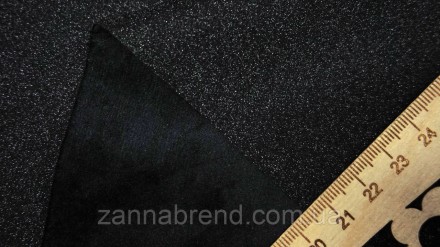  Экокожа (кожзам) на велюре цвет черный с серебристым напылением - мягкий, эласт. . фото 6