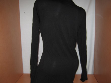  Кардиган женский черный б/у, однотонный, с длинным рукавом, без застежек, тонки. . фото 5