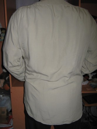  Мужская однотонная рубашка, с длинным рукавом, светлая, однотонная, ткань плотн. . фото 11
