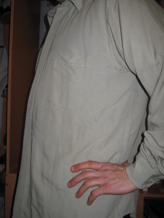  Мужская однотонная рубашка, с длинным рукавом, светлая, однотонная, ткань плотн. . фото 5