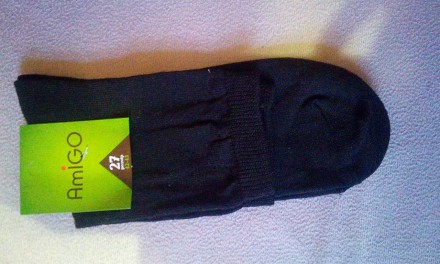  Шкарпетки чоловічі Amigо черные однотонные размер 27 (42-43), универсальный. Пр. . фото 4