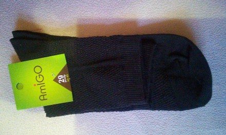  Носки мужские Amigо черные однотонные летние сетка, размер 29 (44-45) универсал. . фото 2