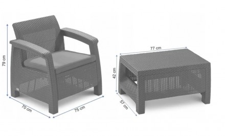 
 Комплект пластиковой мебели Keter Corfu II Weekend Set 223235 для балкона кори. . фото 3