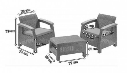 
 Комплект пластиковой мебели Keter Corfu II Weekend Set 223250 для балкона из и. . фото 4