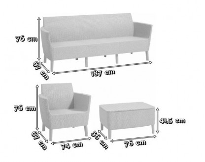 
 Комплект мебели Keter Salemo 3 seater set 253239 графит - современный дизайн, . . фото 6