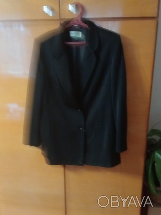 Женский нарядный костюм (платье и пиджак. Цвет  черный с проблеском. Дл. платья . . фото 1