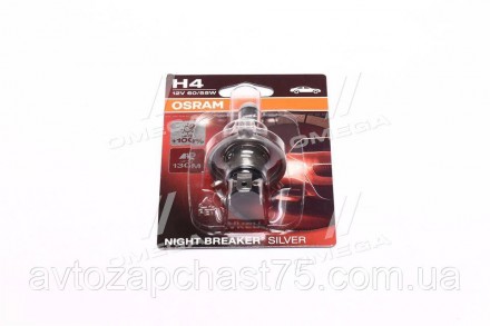 Лампа фарний цоколь H4 12 V потужність 60/55W P43t Night Breaker Silver (нічне с. . фото 3