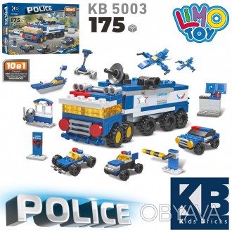 Конструктор KB 5003 (42шт) поліція, 10в1, машина, 175дет, в кор-ці, 26-20-4,5см. . фото 1