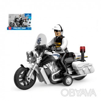 Мотоцикл WY430A (36шт) інерц, 1:10, 21см, поліція, звук, світло, фігурка, на бат. . фото 1