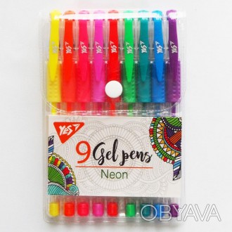 Набір гелевих ручок YES "Neon" 9 шт.. . фото 1