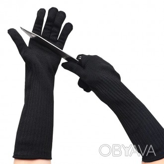 Захисні рукавички від порізів, вогню, довгі 40 см до ліктя Cut Resistant Gloves . . фото 1