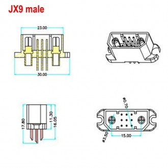 Силовой разъем JX9 VTOL pro комплект с сигнальными 9 контактами для удлинителя с. . фото 7